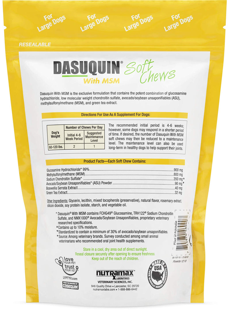 Nutramax Laboratories Dasuquin with MSM Soft Chews 84 Count Large Dog (Over 60 lbs) - PawsPlanet Australia
