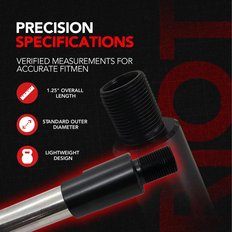 Steel Threaded Spacer Adapter, 1/2x28 Male to Female, 1.25 Inch Length, Black Oxide Finish, Precision Machined Steel Construction for Secure Fit and Proper Alignment