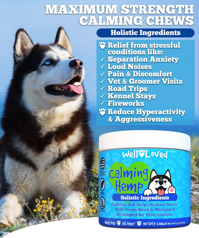 Well Loved Calming Chews for Dogs + Glucosamine for Dogs Hip and Joint Supplement, Vet Developed, Made in The USA, Natural Ingredients