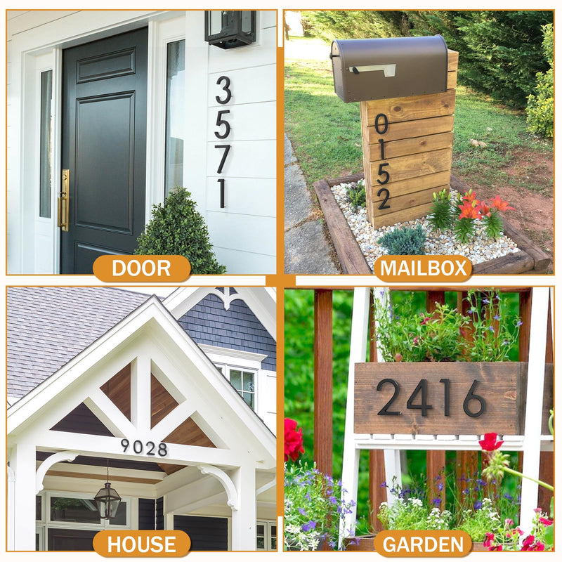6 Inch Floating House Numbers for Outside, Metal Address Numbers for Outdoor, Anti-Rust Modern House Numbers with Nail Kits for Front Door Garden Mailbox, Zinc Alloy Black, 911 Visibility Signage (Black 01) Black 01