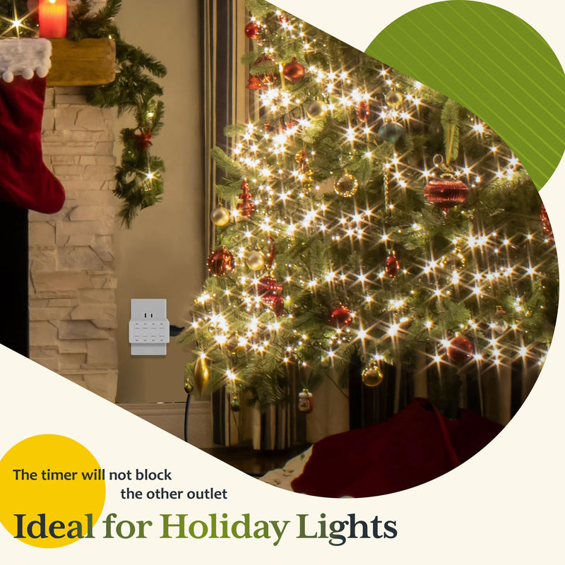 TG 8-Hour Indoor Countdown Plug-in Timer, Timer for Electrical Outlets, 15-30 Min 1-2-4-8 Hour, for Fans or Lights, 1/4 HP, White