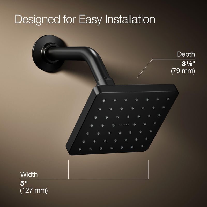 Kohler 24805-BL Parallel® Single-function showerhead, 2.5 gpm, Matte Black