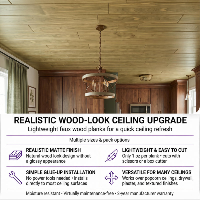 À LA MAISON CEILINGS Faux Wood Ceiling Planks, Rustic Sage, 39x6in Pack of 48