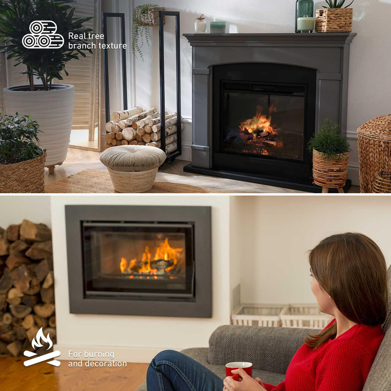 Stanbroil 10 Piece Set of Small Ceramic Logs for Gas Fireplace Fire Pits