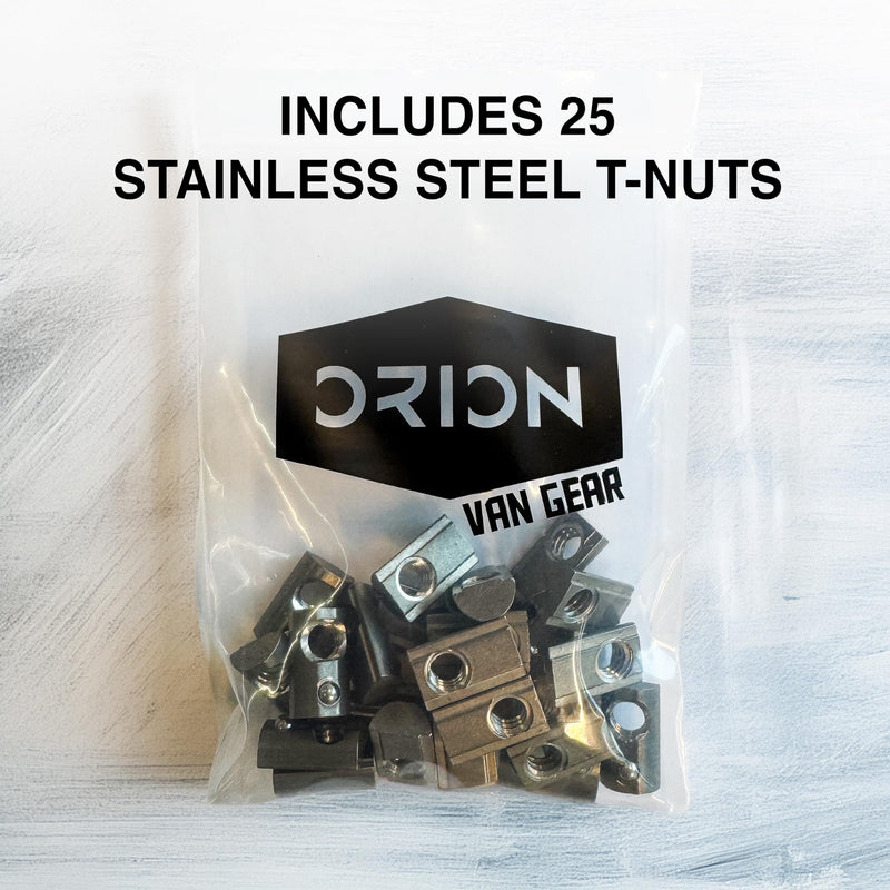 15 Series 1/4"-20 Stainless Steel Self-Aligning Roll-in T-Nuts with Ball Spring (25-Pack) – 8020-Compatible T Slot Hardware for Aluminum Extrusion