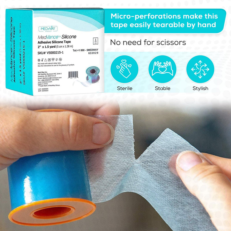 Medvance Soft Silicone Tape with Perforation for Easy Cut Size - 1" Width (1 Pack, 1.5 Yards)