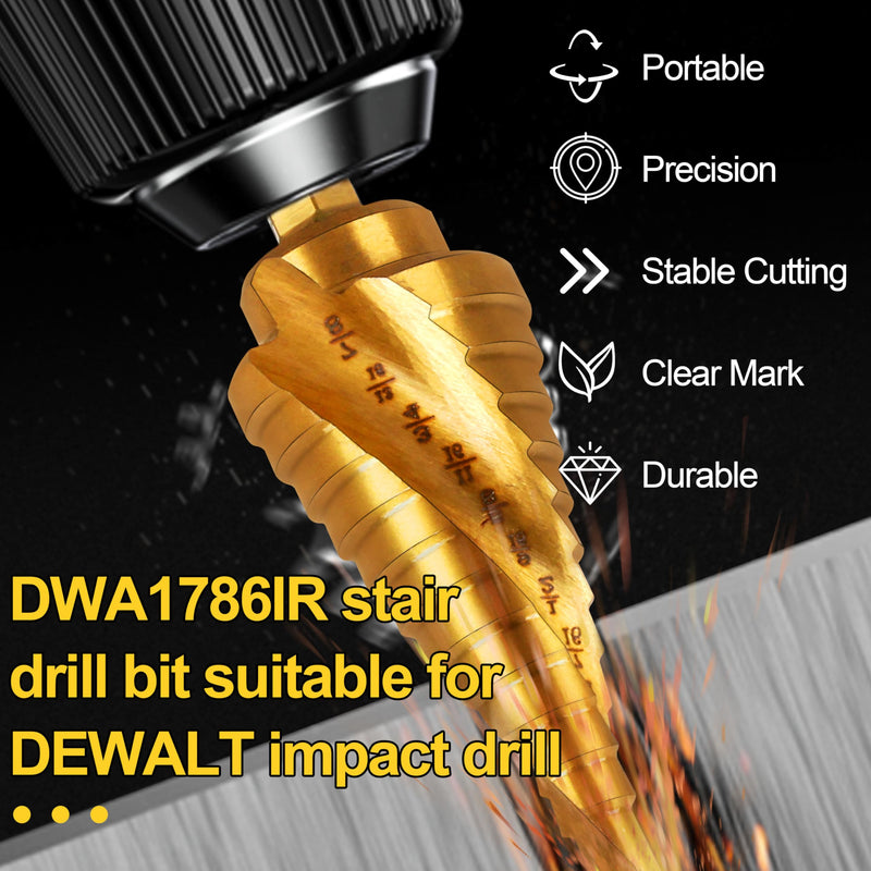 DWA1786IR StepBit for DE-Walt Step Drill bit ，Impact Ready for Metal 3/16-Inch-7/8-Inch
