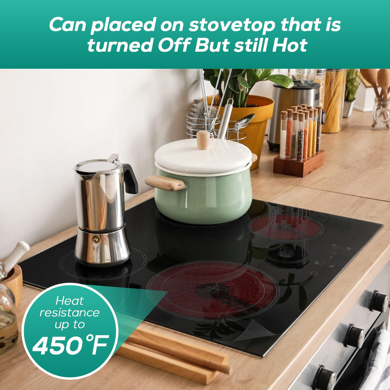 Heat-Resistant Silicone Induction CooktopMat, Fireproof Stove Top Cover for Electric Stove, 30.7 x20.4 inch Translucent Cooktop Protector, CuttableInduction Cooktop Mat