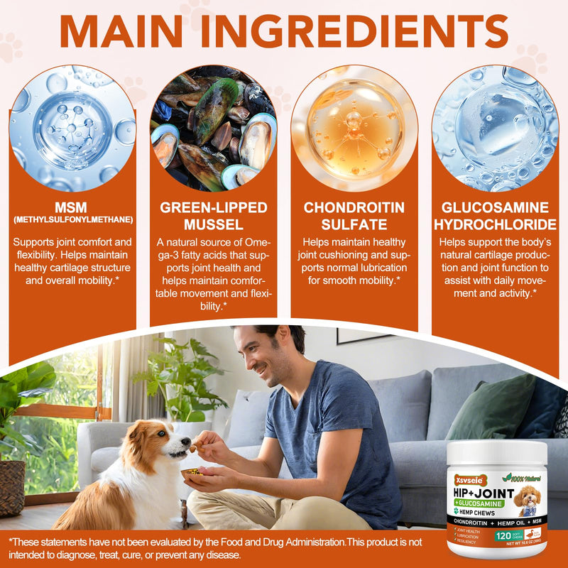 Joint Supplement for Dogs | Dog Joint Care with Glucosamine, Chondroitin, MSM, Green Lipped Mussel, Vitamins C & E, Hip & Joint Support for Senior Dogs, 150 Chews for All Breeds & Sizes(Duck Flavour)