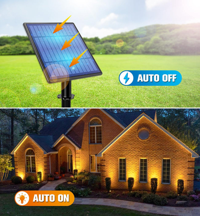 APONUO Metal Solar Spot Lights Outdoor with 9.8ft Cable Solar Powered Landscape Lighting Low Voltage IP65 Waterproof Auto On/Off for Outside Garden Yard Landscape Pathway Garage-Warm White(2-in-1) Warm White 2-IN-1