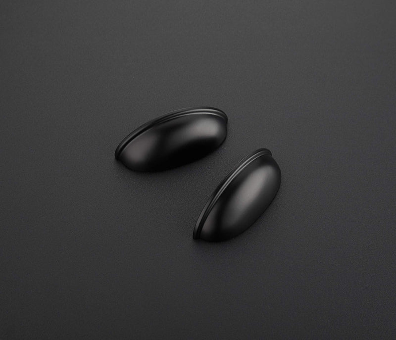 Ravinte 10 Pack 3" Drawer Pulls Flat Black Cabinet Cup Pulls Kitchen Hardware Cabinet Handles Drawer Handles Knobs 3 inch Hole Center - NewNest Australia
