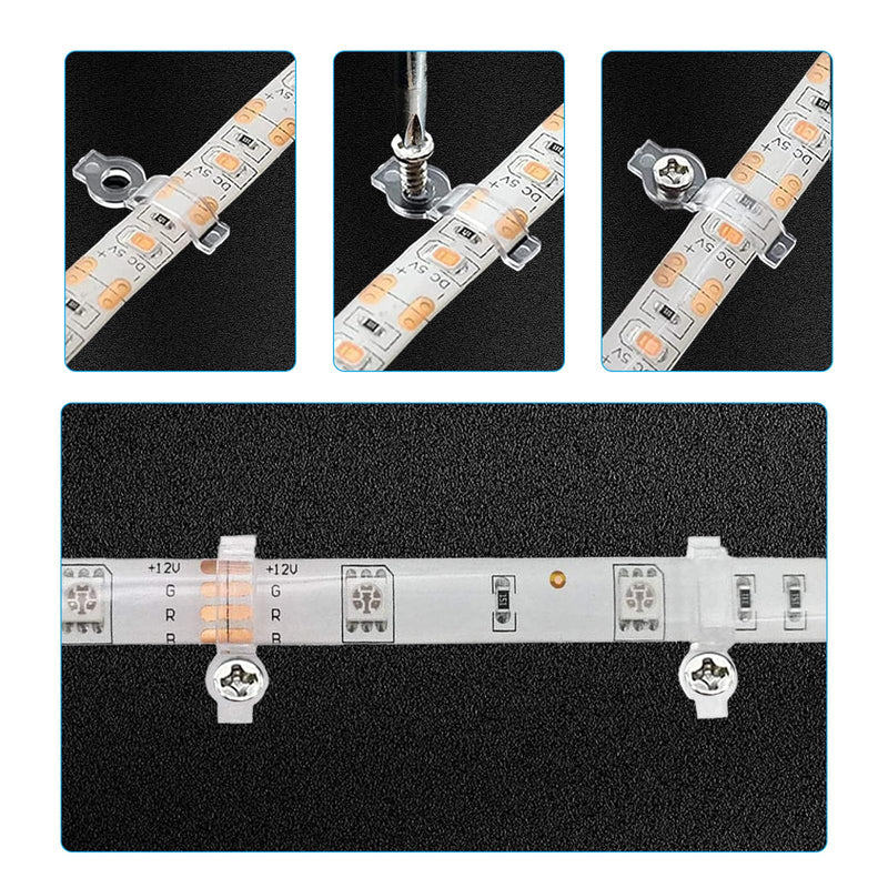 100 Pcs Strip Light Mounting Brackets, 10mm Outdoor LED Strip Light Mounting Clips, Led Light Strip Clips, One-Side Fixing Clips Brackets for 10mm Wide Waterproof Strip Lights, with 100 Screws