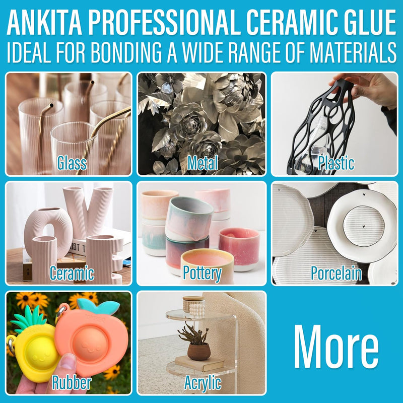 Super Ceramic Glue, 30g Best Glue for Ceramic and Porcelain Repair, Waterproof and Multisurface Glue for All Bondings with High Temperature Resistance