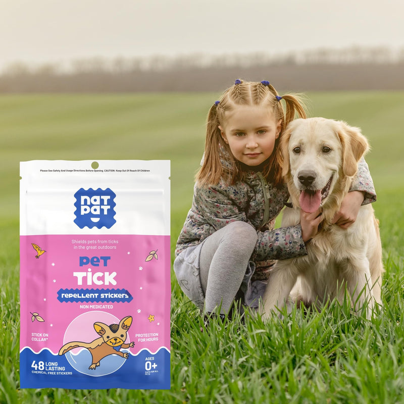 NATPAT Outdoor Pet Patches for Dogs & Cats | Plant Based Essential Oils | Safe for Pets | Non-Toxic, Easy to Apply - 48 Patches - Locket Sold Separately