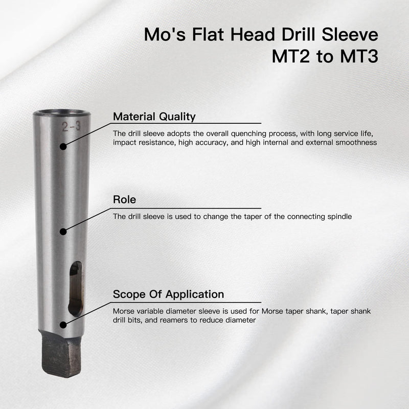 Silver Spindle Arbor Morse Taper Adapter Reducing Drill Sleeve (MT2 to MT3) 113x24mm