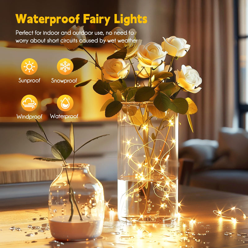 Minetom USB Fairy String Lights with Remote and Power Adapter, 66 Feet 200 Led Firefly Lights for Bedroom Wall Ceiling Christmas Tree Wreath Craft Wedding Party Decoration, Warm White 200 LEDs