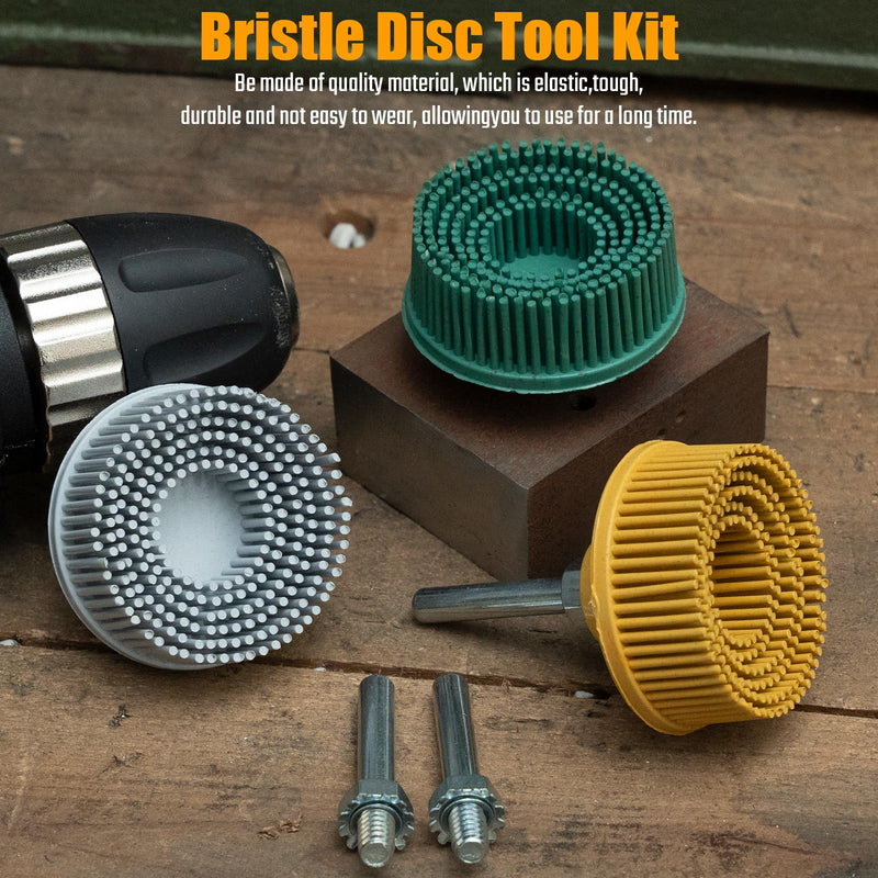 2 Inch Bristle Disc, 3 Pieces Bristle Disc Grade - 120# 80# 50# Grit Abrasive Coating Removal Disc for Metal with 1/4 Inch Shank Attachment