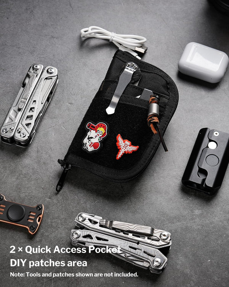 VIPERADE VE10 EDC Pouch, Pocket Organizer for Men, EDC Pocket Organizer, EDC Organizer Pouch with 7 Pockets, EDC Pouch Organizer, Utility EDC Pocket Pouch for Multitools, EDC Gears Black