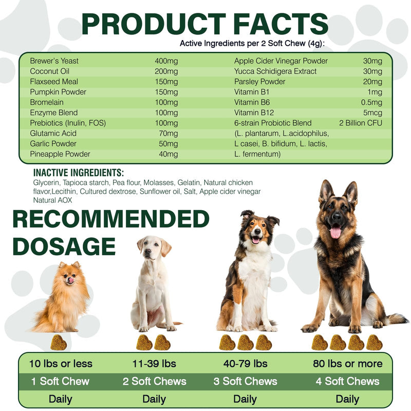 200 Chews Flea and Tick Prevention Chews-No Poo Chew for Dogs-2 in 1 Control Coprophagia & Flea Tick Supplement-Natural Soft Treats Deterrent Eat Poop with Digestive Enzymes Probiotics-Chicken Chicken