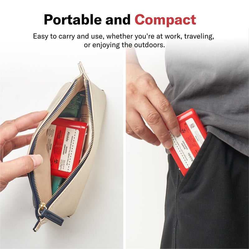 Alcedo Portable Sharps Container for Travel and Home Use (3-Pack), Small 0.1L Container for Diabetes Insulin Pen Needle Disposal, Biohazard Syringe Mini Container, Medical Grade 3