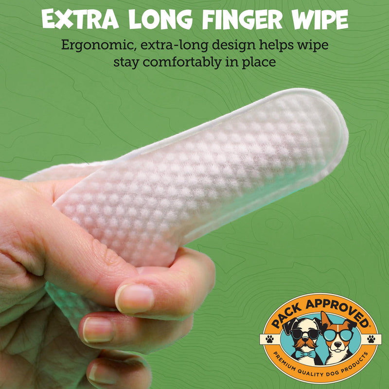 Pack Approved Finger Ear Wipes for Dogs with Aloe Vera and Eucalyptus - Convenient, Extra-Coverage, and Large Design Dog Ear Cleaning Wipes - Removes Wax and Freshens Ears - 50 Wipes Finger Wipes