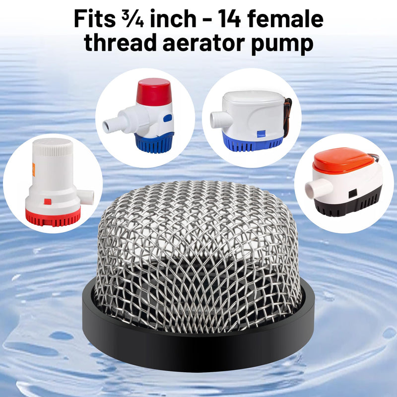 Marine Aerator Screen Strainer Stainless Steel Mesh 3/4Inch -14, Compatible with Livewell Pump Impellers in Aeration System, A/C Water Drain Line, Industrial Plumbing Inline Strainers (1 Pc)