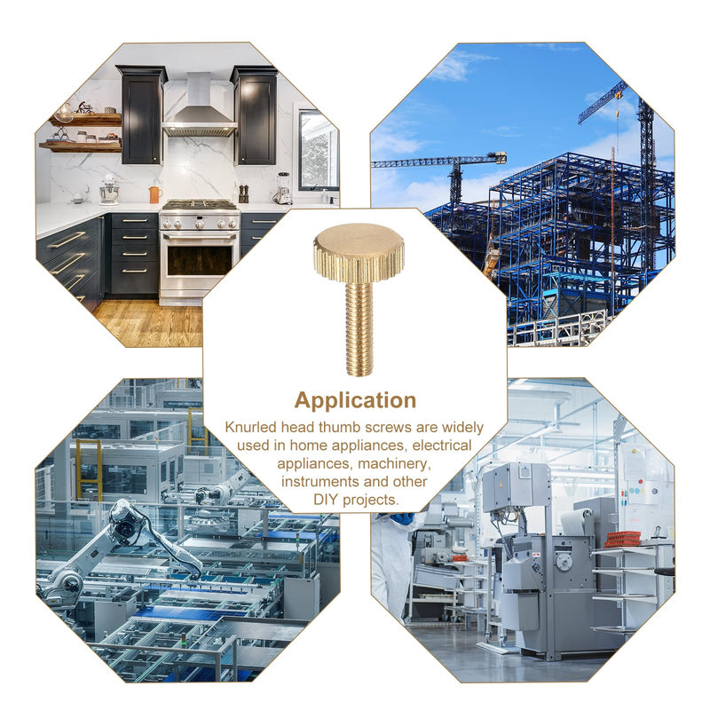 uxcell M3x12mm Knurled Thumb Screws, 6pcs Flat Knurled Head Fully Threaded Brass Thumb Screws Bolts Grip Knobs Fasteners 6