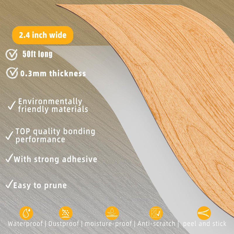 GSCIT Club Maple Wallpaper, 2.4 inch X 50ft Self Adhesive Wood Grain Repair Tape Maple Repair Patch for Tables, Chairs, Baseboards, Doors, Windows, Floors, Handicraft DIY. 2.4"x 50ft
