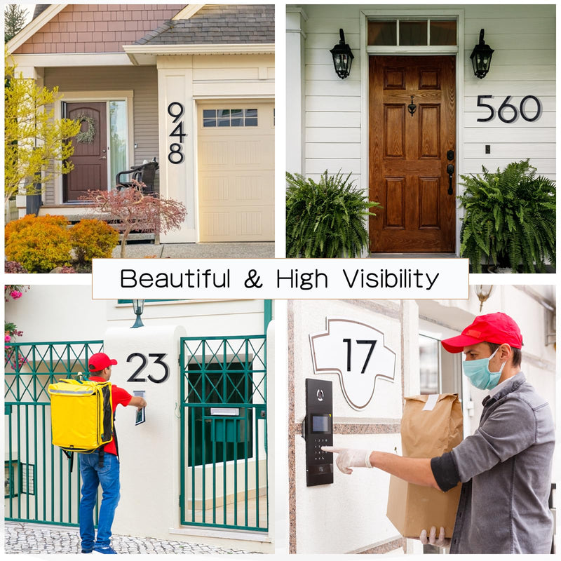 House Numbers for Outside, 6'' Modern Floating Address Numbers for Exterior House, Door And Street, Weatherproof No Rust, Easy to Install with Nails Kit, 3D Decor Matte Black, House Numbers 7 House Number 7