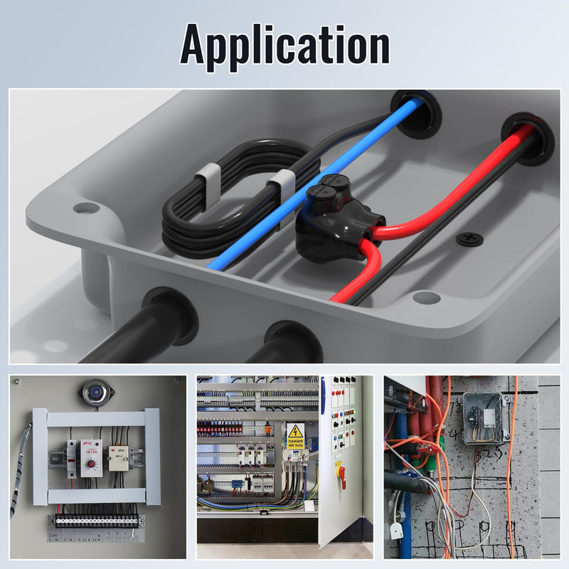 2 Port Insulated Connector Multi Tap Connector 2-14 AWG Aluminum to Copper Wire Connectors Single-Sided Entry Slotted Allen Hex - 6 Pack 6PCS 2 port 2-14 AWG