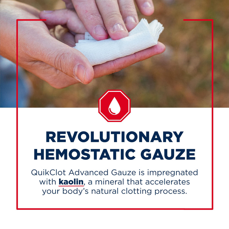 Adventure Medical Kits QuikClot Gauze - Flexible Hemostatic Medical Gauze for Emergency Survival or Disaster Preparedness Kits & More - Stops Bleeding Fast with Kaolin - 3" x 24" 3 in x 2 ft