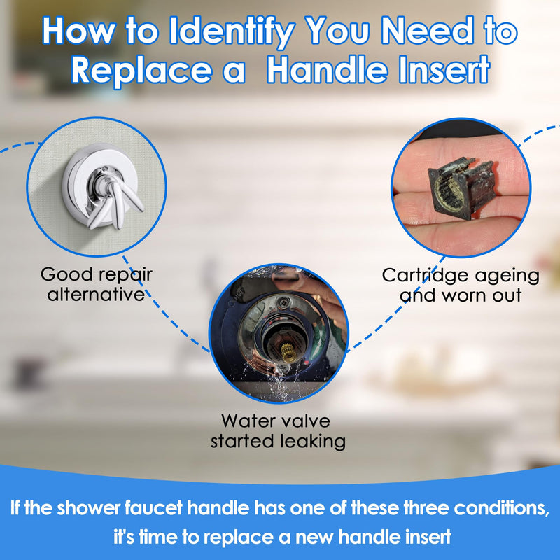 Dreyoo 10 Pcs Shower Faucet Handle Insert Compatible with Kohler, 1.5cm x 1.4cm x 1.2cm Shower Handle Parts Compatible with Kohler 1060514, Nickel Chrome Plated, Easy to Install - NewNest Australia