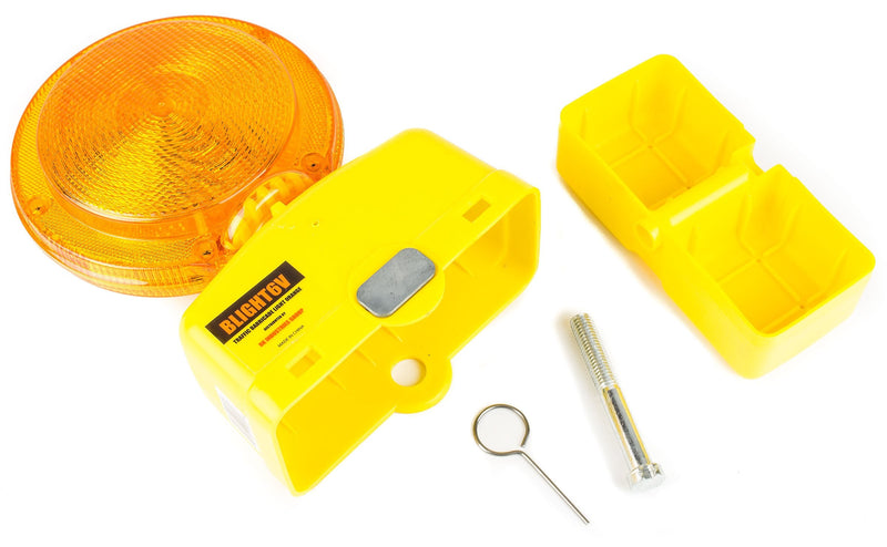 RK BLIGHT6V-1 Premium 03-10-3WAY6V Polycarbonate Barricade Light, 2-Sided Visibility, Photocell, UV Coated