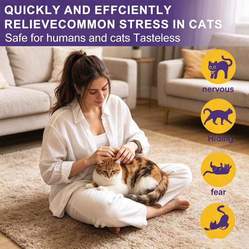 Cat Calming Diffuser Kit 1 Diffuser Plus 3 Refills 90-Day Support Cat Pheromone Diffuser for Feline Calming Urine Marking Excessive Meowing Scratching Odorless Formula for All Felines