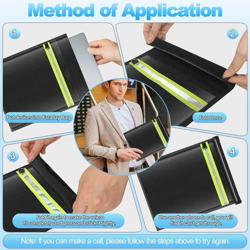 Large Faraday Bags EMP Proof,Portable Faraday Cage for Laptops Tablets,Faraday Bags with Handle&Reflective Strip,EMP bags for Electronics,Fireproof Waterproof RFID Signal Blocker Faraday Pouch 1 Pack XL(Up to Laptop)