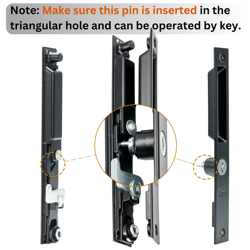 Sliding Glass Door Set, 6-5/8", Black - Patio Door Handle Replacement Thick Used on Both Left and Right-Handed. (Keyed) BLACK LOCK