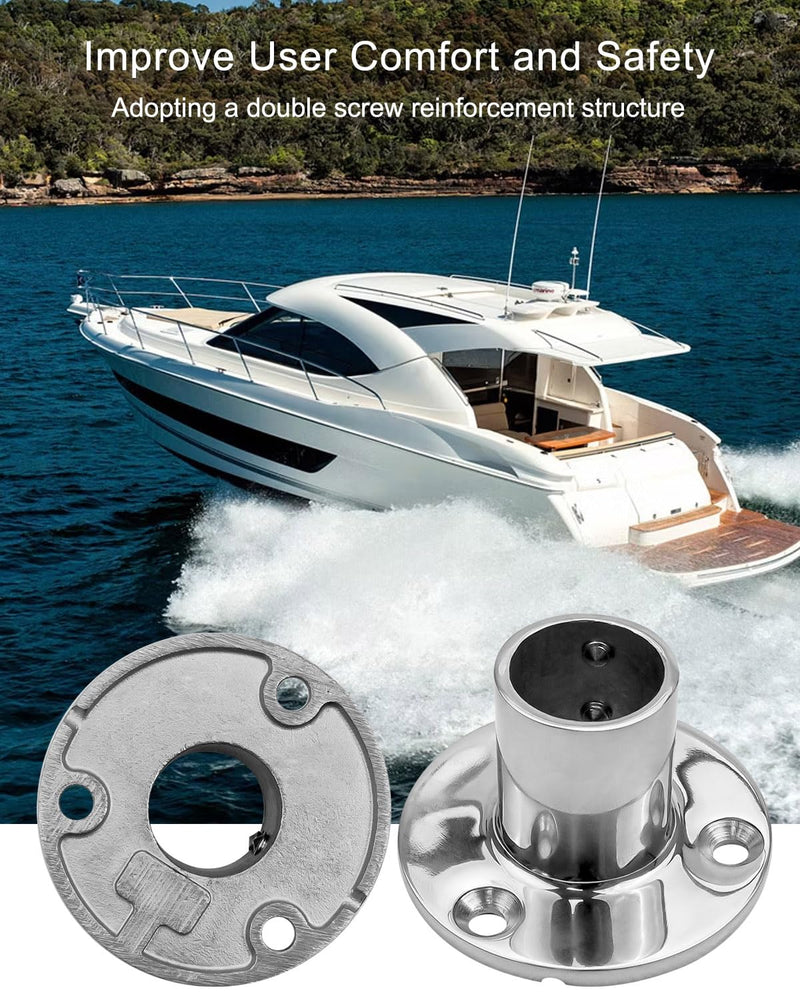 2pcs Boat Hand Rail Base for 7/8" or 1" Tube, 316 Stainless Steel Round 90° Rectangular Base Rail Fitting 1''