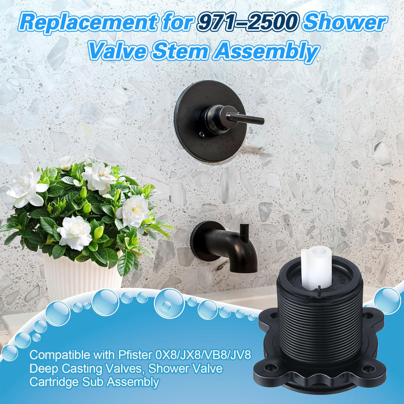 Dreyoo Replacement for 971-2500 Shower Valve Stem Assembly, Compatible with Pfister 0X8/JX8/VB8/JV8 Deep Casting Valves, Shower Valve Cartridge Sub Assembly, Pressure Balance Cartridge Replacement
