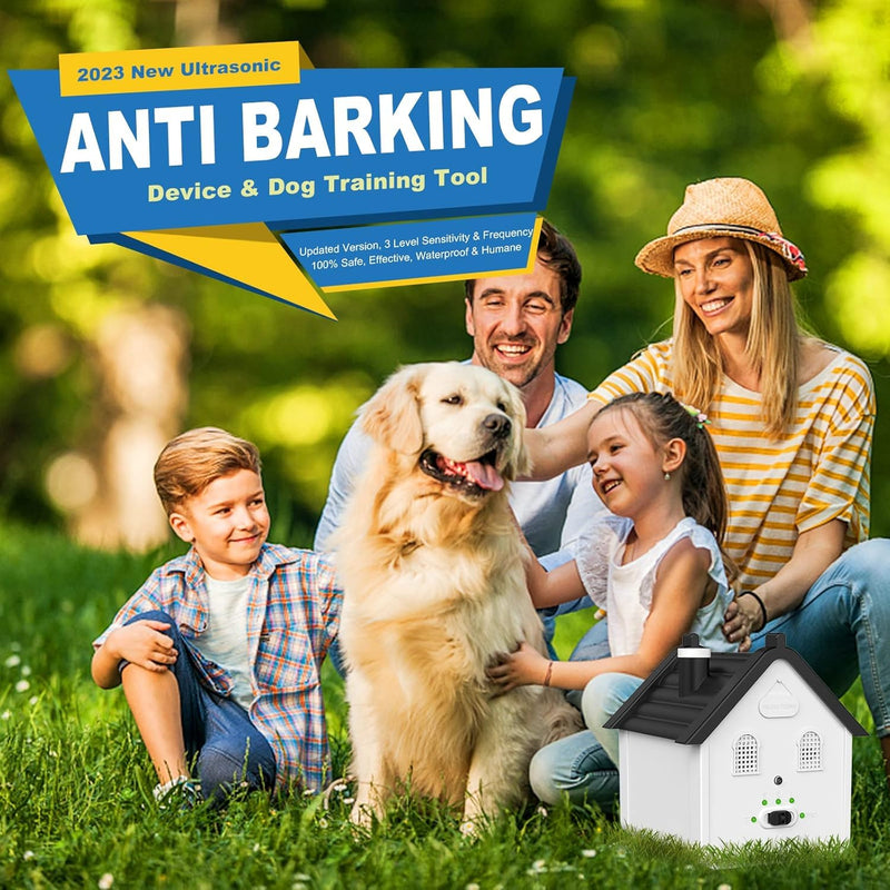 Effective Anti Barking Deterrent - 3 Adjustable Levels Bark Control Device, 50FT Waterproof Outdoor Tool for Small/Medium/Large Dogs