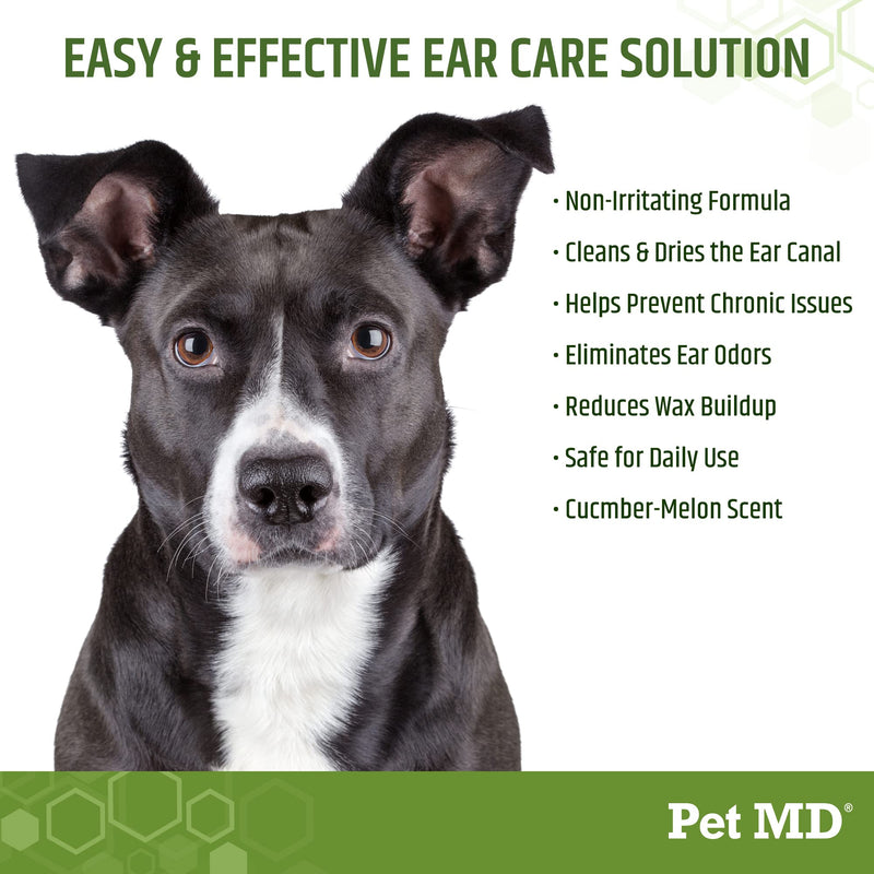 Pet MD Dog Ear Cleaning Wipes with Aloe and Eucalyptus + Veterinary Tris Flush Cat & Dog Ear Cleaner - PawsPlanet Australia