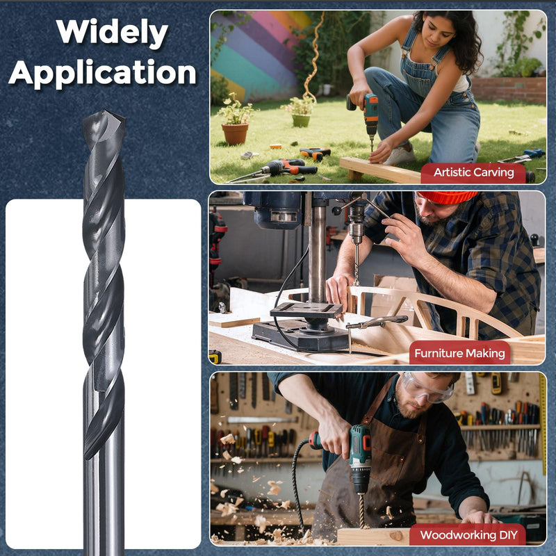 6pcs Drill Bit - [7/16" Diameter] 11.113mm M2 High Speed Steel Twist Cutting Tool for Machining Hard Metal Woodworking Handicraft Use, 135° Cutting Angle Nitriding Black 7/16" (11.113mm) 6