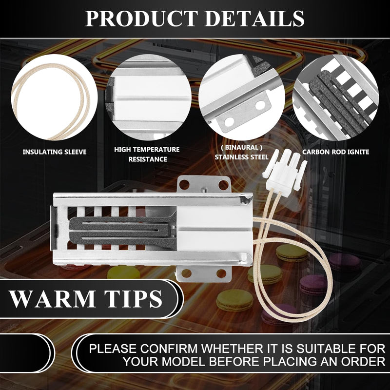 WB13K21 Gas Range Oven Flat Igniter with Connector Plug, 5303935066 Oven Igniter for GE Hotpoint Kenmore Gas Stove, Replaceable IG9998 Norton-501a AP2020569 PS231280 WB13T10045
