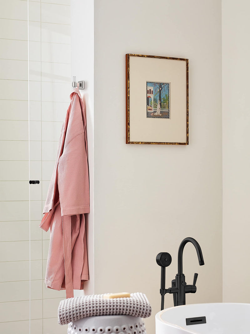Amerock BH36060C26 | Clear/Chrome Single Robe Hook | 2-15/16 inch (75 mm) Length Towel Holder | Glacio | Towel Hook for Bathroom | Bathroom Hardware | Bath Accessories