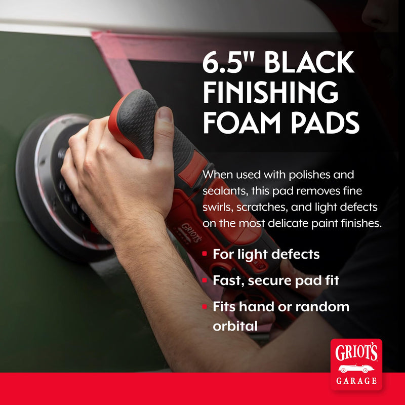 Griot's Garage 6.5" Black Foam Finishing Pads for Car Polishing and Detailing, Buffing Pads for Paint Correction and Sealant Application, 10619, Set of 2 6.5" (Set of 2)