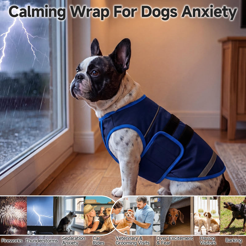 Nanaki Dog Anxiety Vest-Breathable Thunder Jacket for Dogs Fireworks,Thunderstorm,Separation-Adjustable Thunder Vest for Dogs Anxiety Relief,Vet&Grooming Visit,Car Rides, Fear&Over-Excitement Navy,M M(Chest: 24.4 inch)