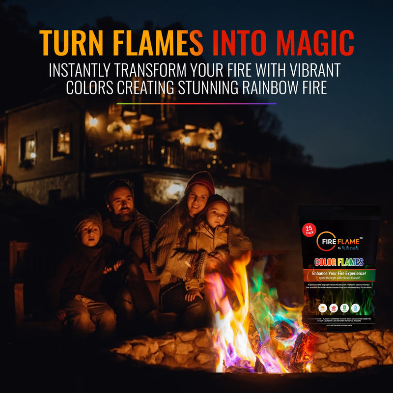 Fireflame Fire Color Changing Packets, Magic Colorful Fire Flames, 25 Pack