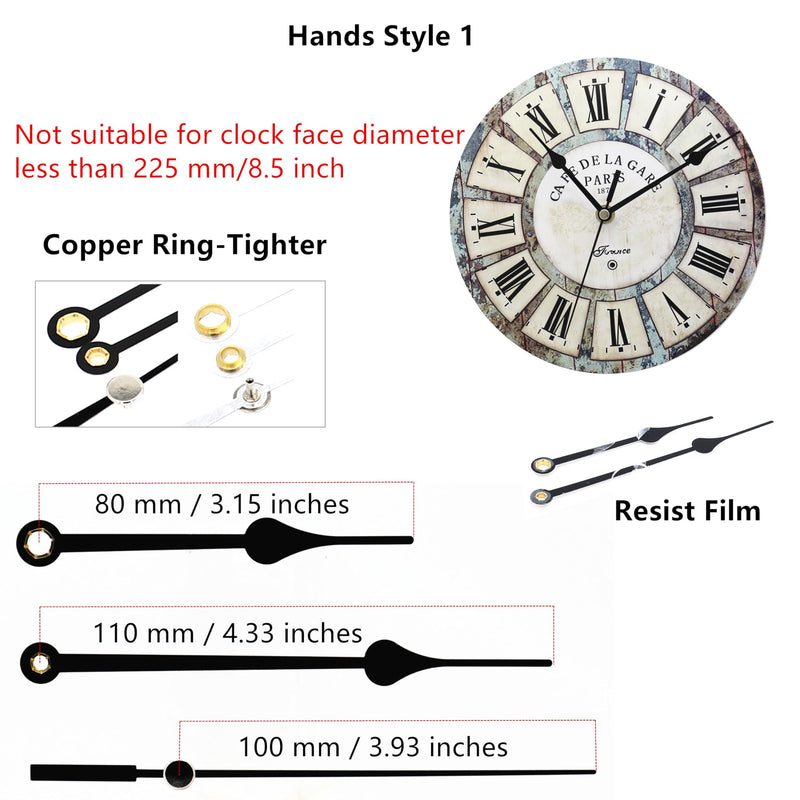 Original Youngtown 12888 Pendulum Clock Movement with 3 Sets of Hands 23 mm (9/10 inches) Shaft Length 15.4 mm (3/5 inch) Thread Length. 9/10 inch total shaft length