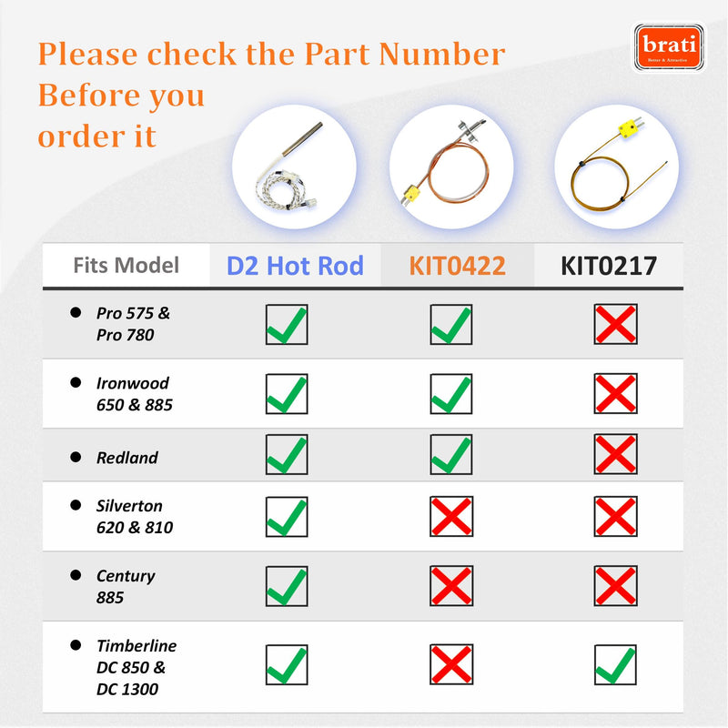 D2 Thermocouple Probe for Traeger D2 Pro & Ironwood Grills,KIT0422 Temperature sensor