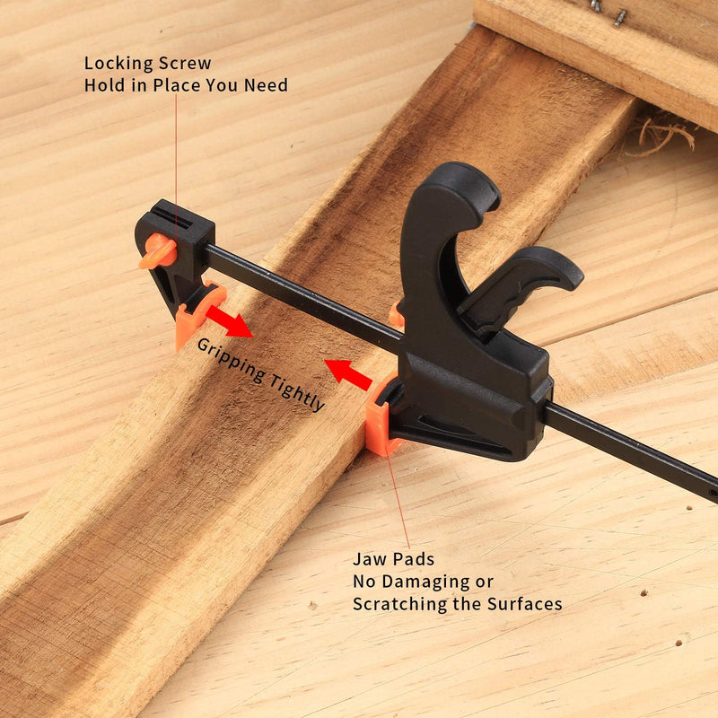 4 Inch Bar Clamps for Woodworking, 5 Pcs Trigger Quick Grip Clamps, One Handed Ratchet Wood Working Clamps, Mini Small Bar Woodworking Clamps for Wood Gluing Crafts 4Inch