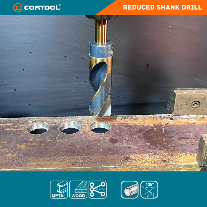 3/4 Inch Drill Bit | Reduced Shank High Speed Steel | 3/4 Drill Bit for Metal and Steel | HSS M2 Black & Gold Drill Bit with 1/2" Shank 3/4 Inch